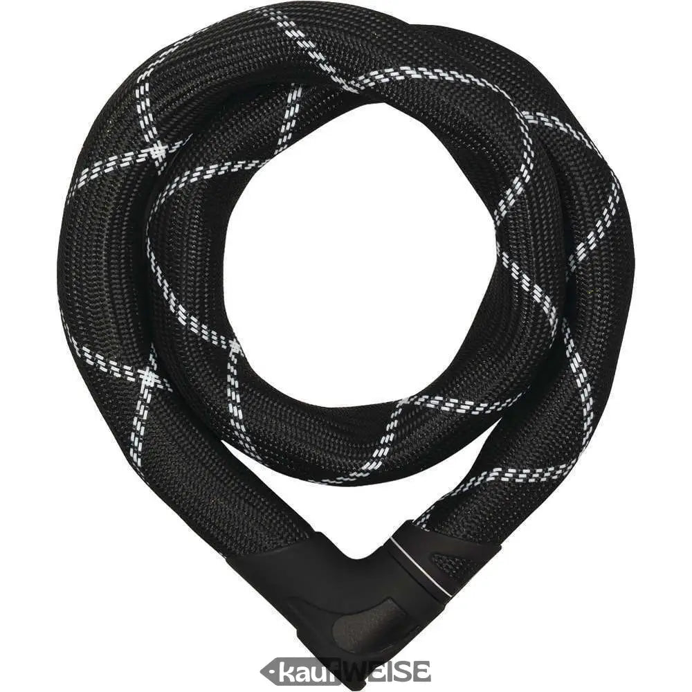 Schwarzes Fahrradketten-Schloss mit weißem Karo-Design und Stoffhülle, ABUS Iven 8210