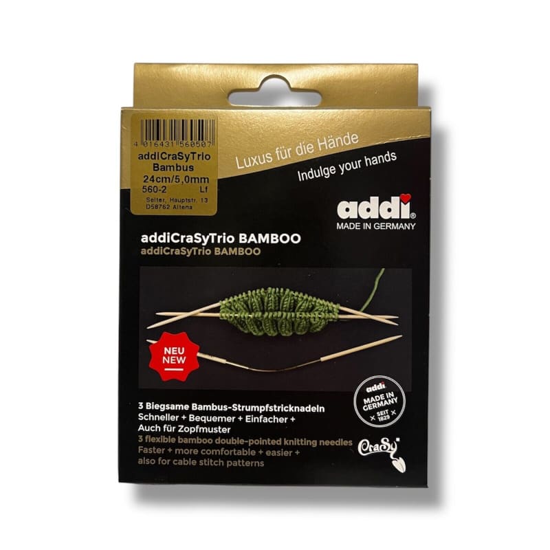 Addi CraSyTrio Bamboo Socken-Stricknadeln im 24cm Paket für flexibles Stricken
