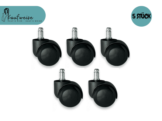Fünf bürostuhlrollen schwarz, kratzfrei & leise für Parkett Laminat