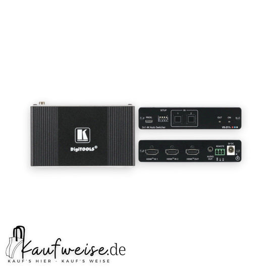 Schwarzer Kramer DigITools 2x1 4K HDMI Umschalter mit Eingängen und Ausgang