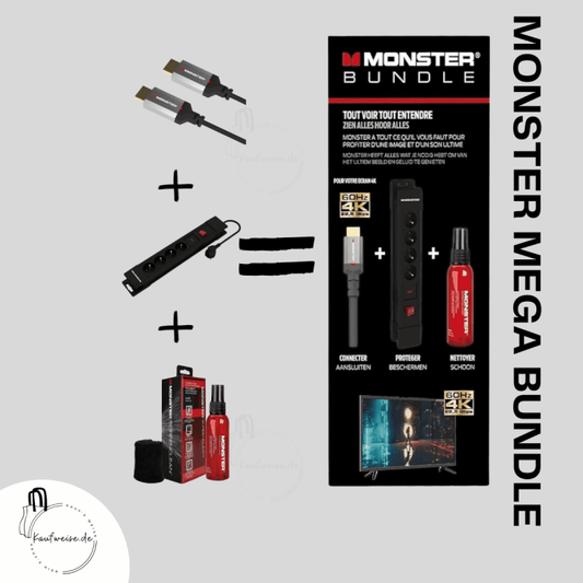 Monster HDMI-Bundle 4K mit Überspannungsschutz und ScreenClean im Monster Mega Bundle