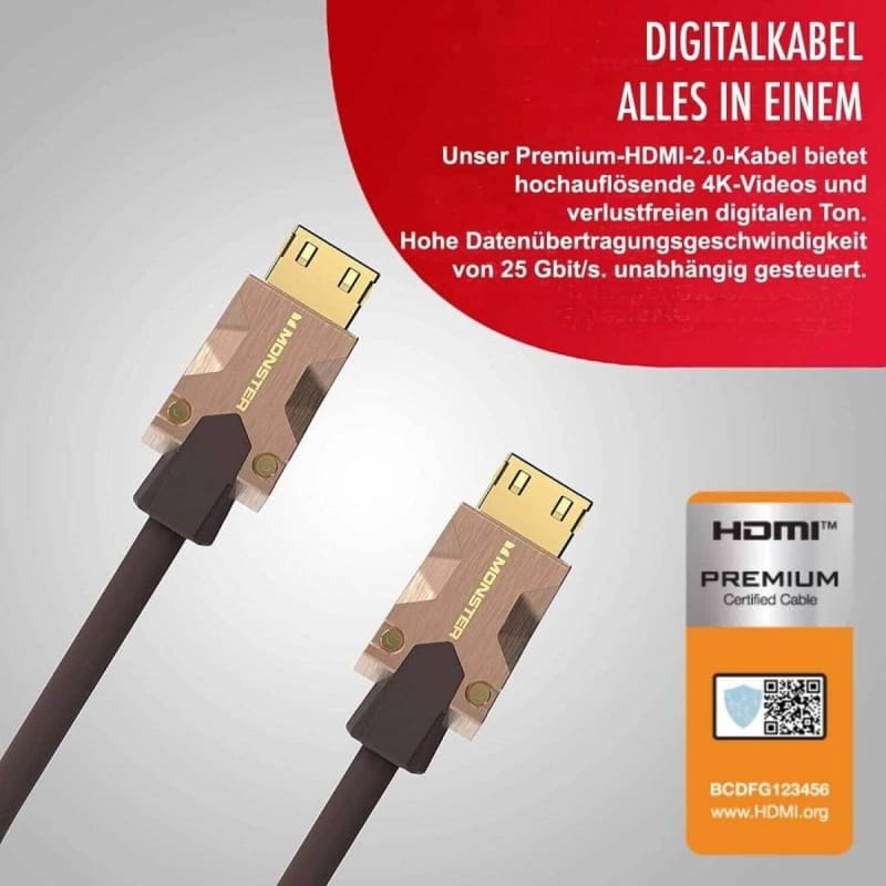 Premium Monster HDMI-Kabel M2000 für brillante UHD-Qualität in 5 m Länge