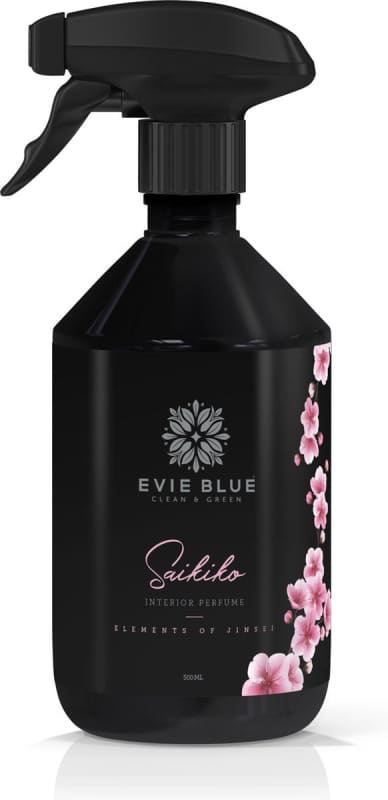 Schwarze Sprühflasche mit floralen Mustern für Saikiko Raumduft Frühlingserlebnis Zuhause