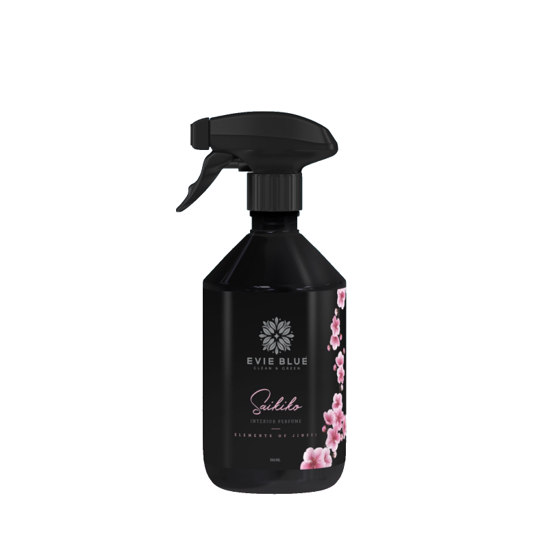 Schwarze Sprühflasche mit Blumenmuster für Saikiko Raumduft Frühlingsblüte
