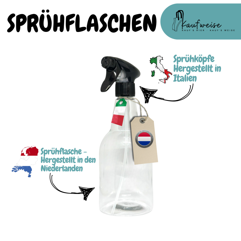 Transparente Sprühflasche im 3er Set mit italienischen und niederländischen Flags, kostenloser Versand