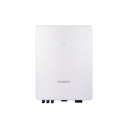 Weiße rechteckige Solarpanel mit schwarzem Text und Anschlüssen für Sungrow 4kW Wechselrichter