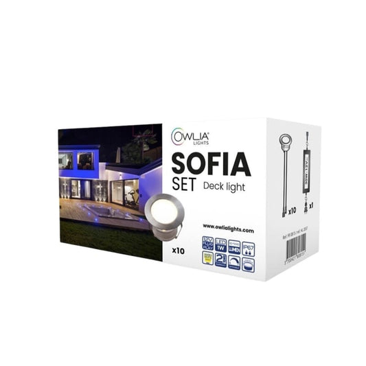 Owlia Sofia Deck Light Set, perfekte Terrassenbeleuchtung mit 10 LED Spots Plug & Play