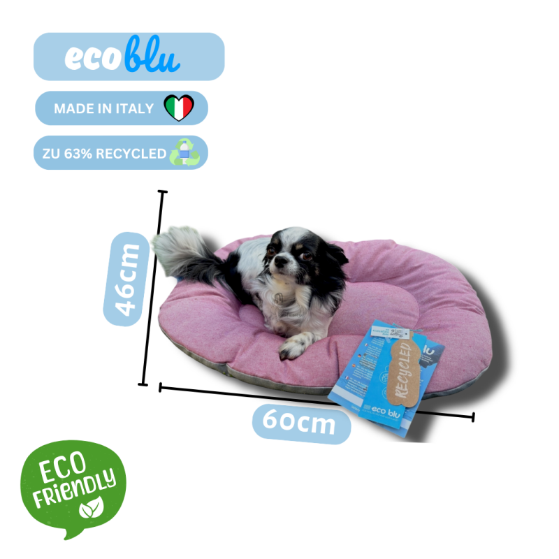 Pinkes Hundebett mit Hund, recycelt aus Italien, für Katzen und Hunde