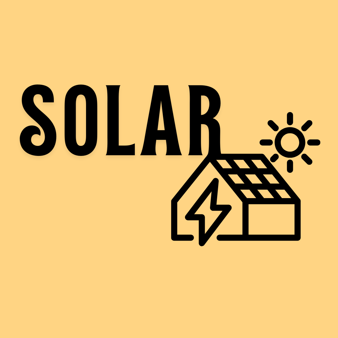 Solar-Design mit Installateur auf Solarpanel und Sonnensymbol, gelber Hintergrund.