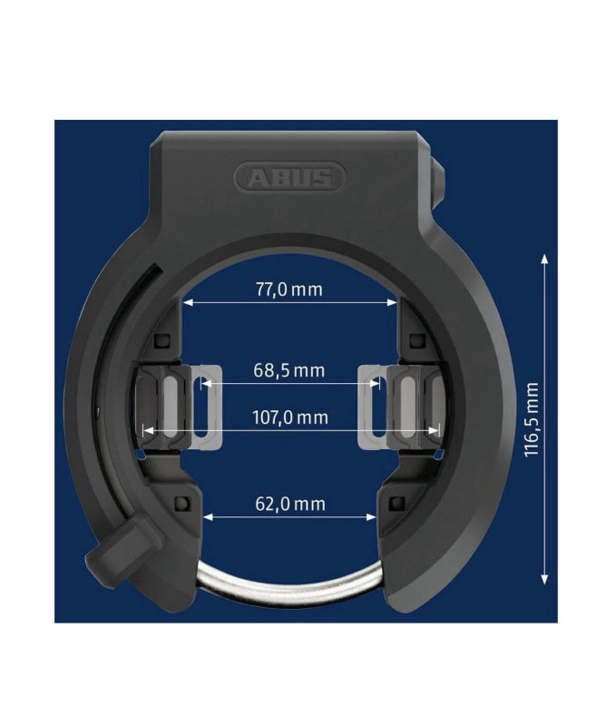 Schwarzes ABUS 6950M Granit XPlus Ringschloss mit Abmessungen, Fahrradschloss