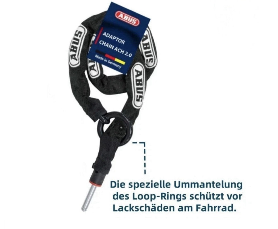 Schwarzes Fahrradketten-Schloss mit Schutzschlaufe für mehr Diebstahlschutz