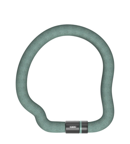 Flexibles grünes Fahrradschloss mit dunklem grauem Schlossmechanismus von ABUS Gans Lock 6206K/110