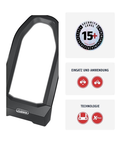 Schwarzes ABUS Granit Super Extreme 2500 Fahrradschloss mit XPlus Sicherheit