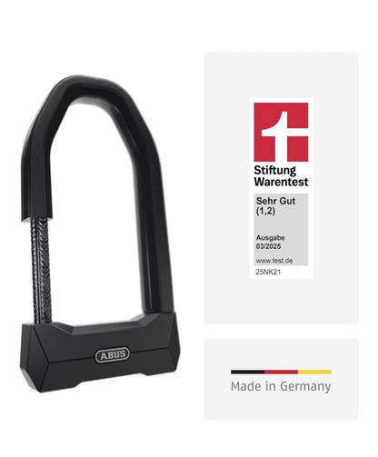 Schwarzes Fahrrad U-Lock mit texturiertem Innenschloss für extra Sicherheit