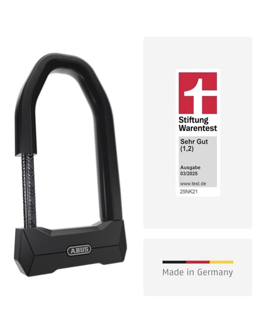 Schwarzes Fahrrad U-Lock mit texturiertem Innenschloss für extra Sicherheit