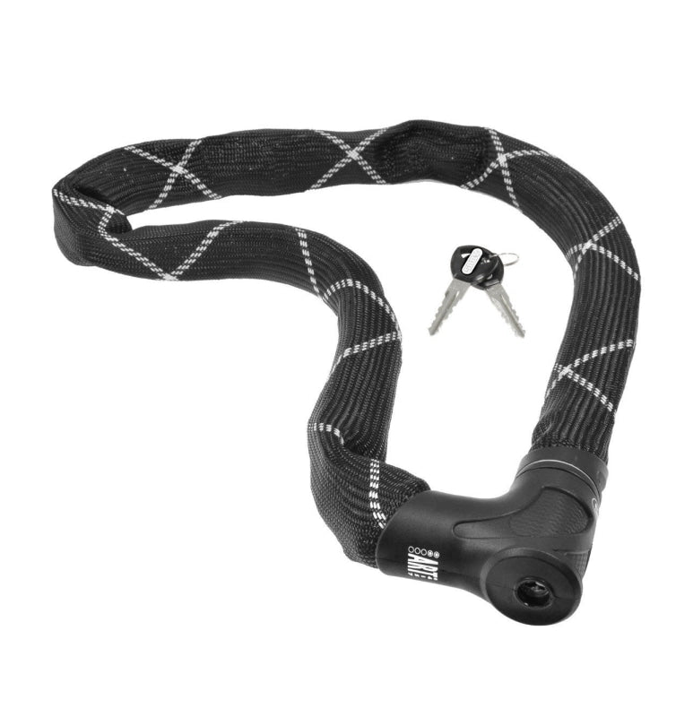 Schwarzes Fahrradketten Schloss mit zwei Schlüsseln für Sicherheit und Schutz