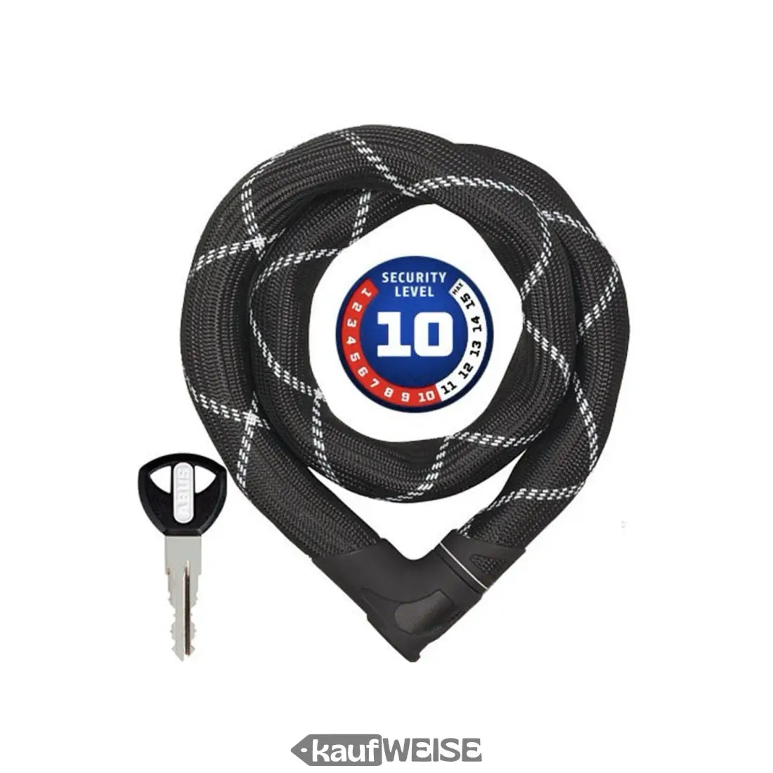 Schwarzes Fahrradschloss mit Schlüssel, Sicherheitsstufe 10, ABUS Iven Chain 8210