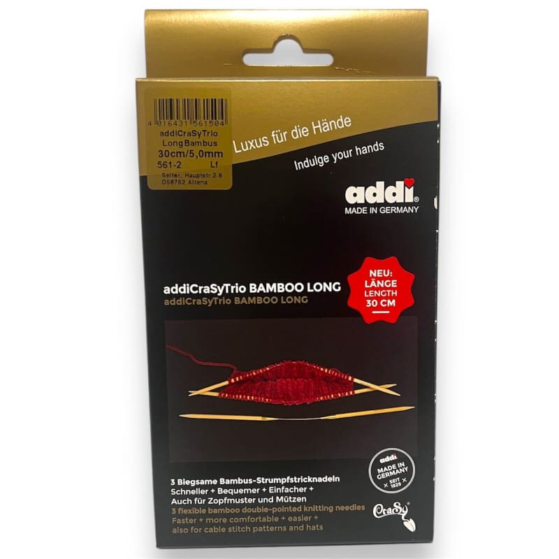 Addi Crasy Trio Bambusstricknadeln in Verpackung für Sockenstricken