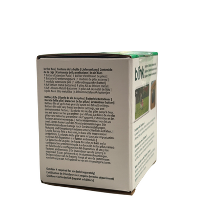 Grünes und weißes Blink-Logo-Box für Outdoor 4 Akku-Pack