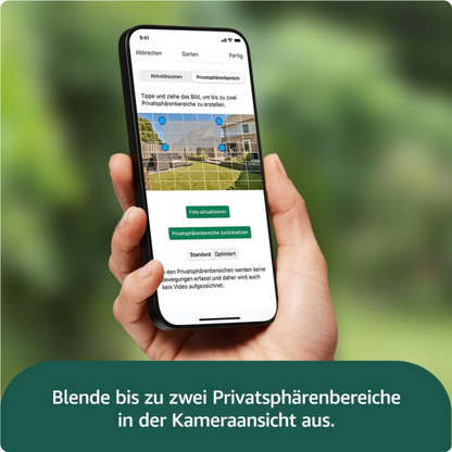 Smartphone mit Privacy-Zonen-Ansicht für Blink Outdoor 4 Überwachungskamera Set