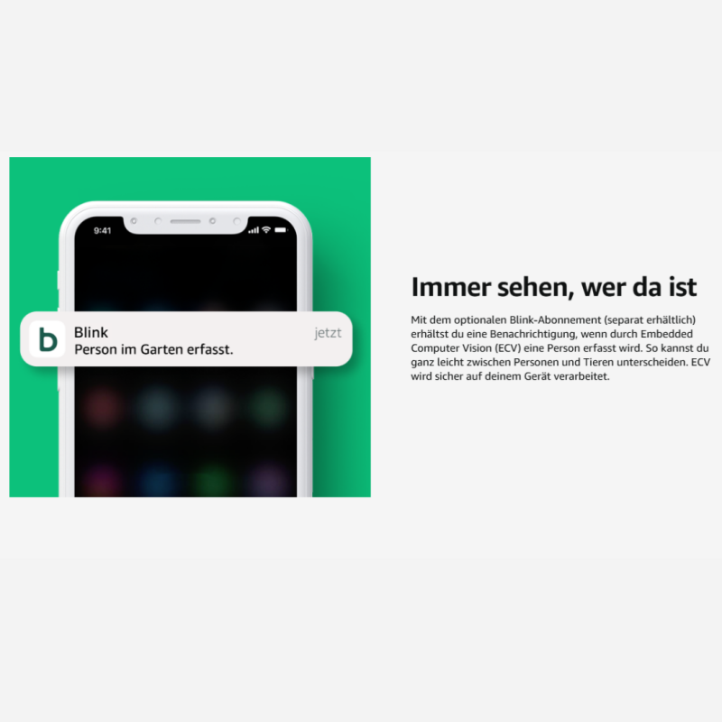 Smartphone mit Blink App Benachrichtigung für Blink Outdoor 4 Überwachungskamera Set