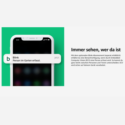 Smartphone mit Blink App Benachrichtigung für Blink Outdoor 4 Überwachungskamera Set
