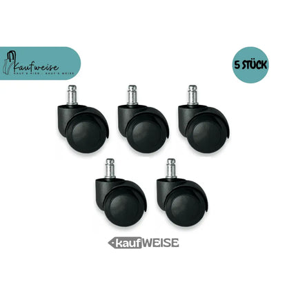 Fünf bürostuhlrollen schwarz, kratzfrei & leise für Parkett Laminat
