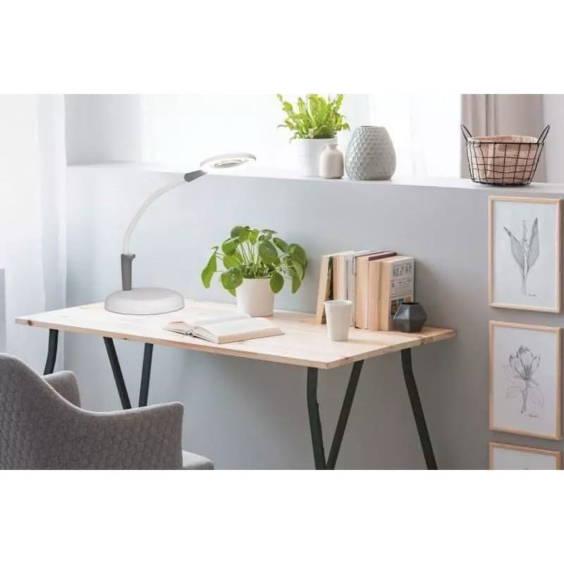 Schreibtisch mit Lampe und Dekoration für Daylight Magnificent Pro Stand Lupe