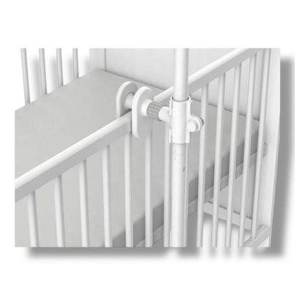 Weiße Babykrippe mit verstellbarem Mobilearm, passend für Motorola Baby VM65X