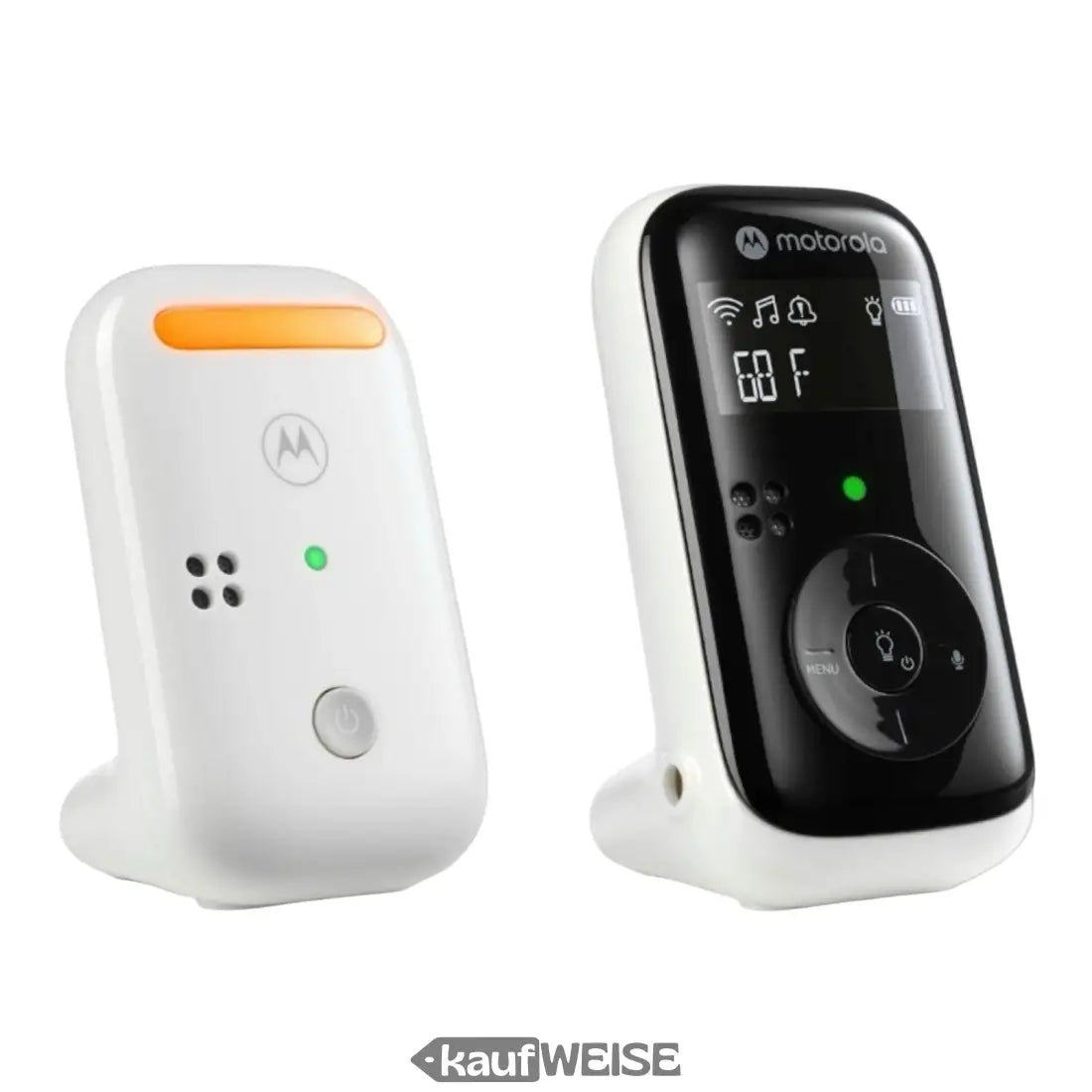 Zwei weiße und schwarze Motorola Babyphone PIP11 mit 2-Wege Audio und Temperatur