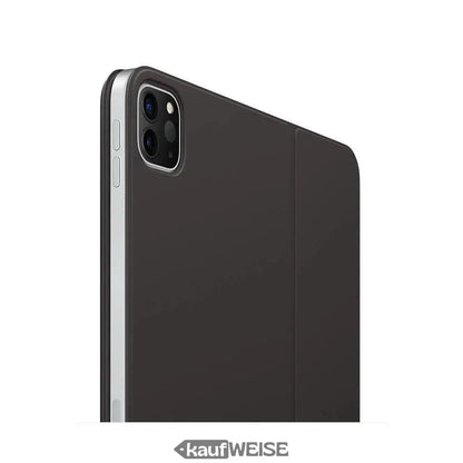 Dunkelgraues Tablet im Apple Smart Keyboard Folio mit Dual Kamera und Seitentasten