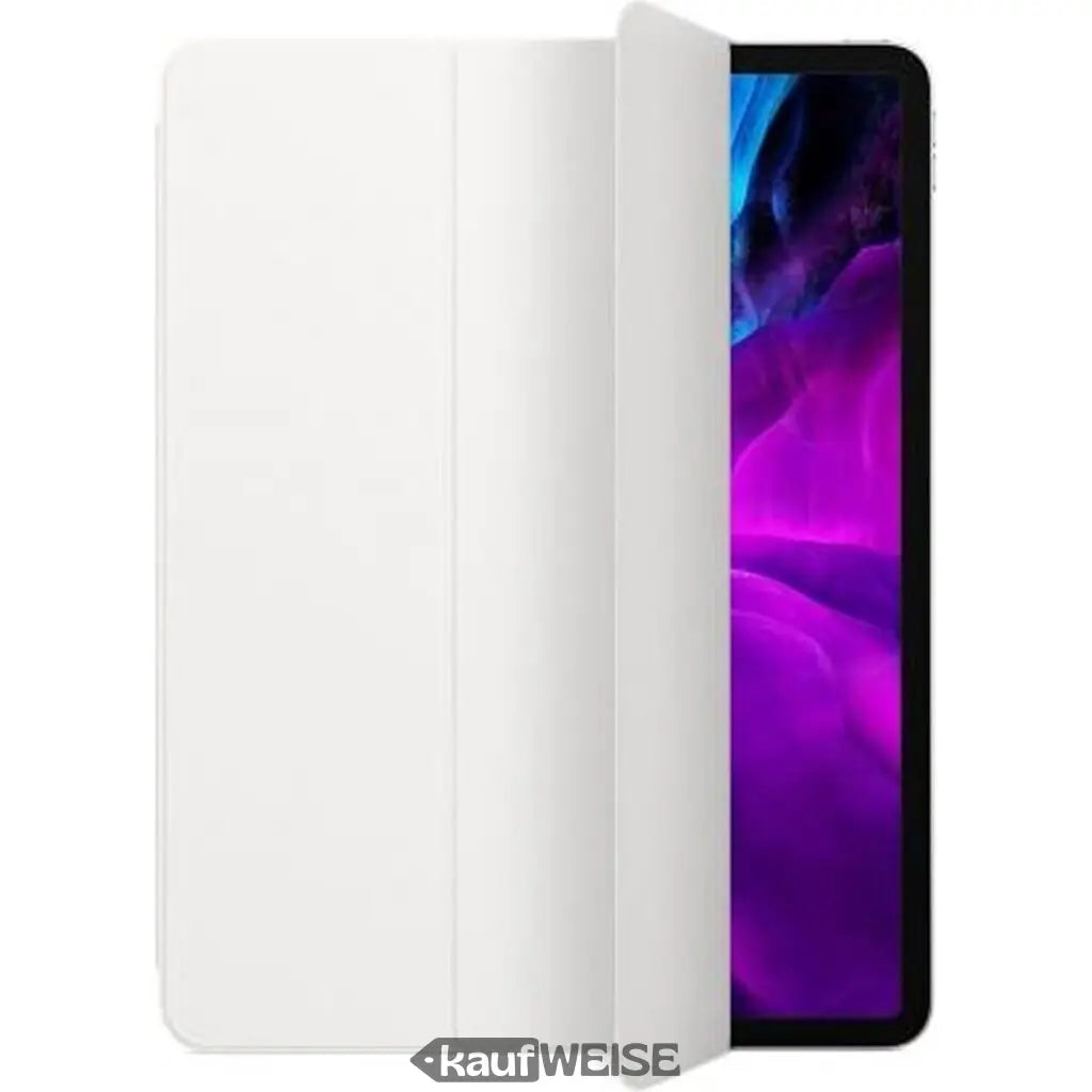 Weiße Tablet Hülle für iPad Pro 12,9 Zoll mit offenem Cover und buntem Wallpaper