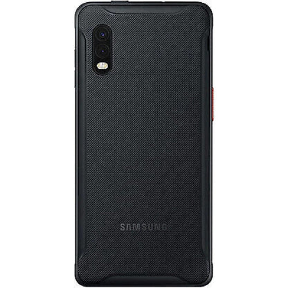 Samsung Galaxy XCover Pro 64GB mit A01-Hülle aus schwarzem Stoff und roten Akzenten
