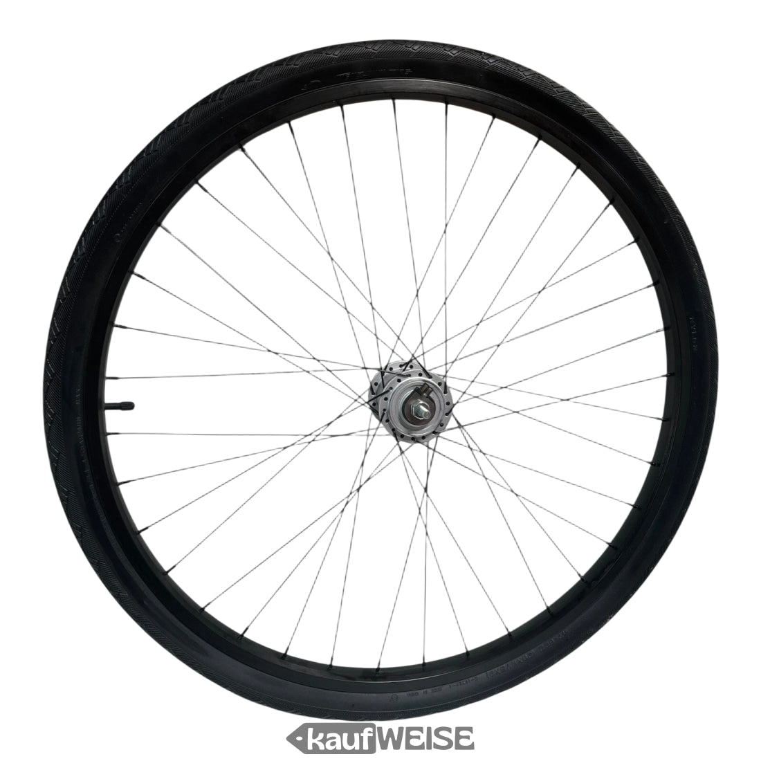 Schwarzes Sturmey Archer HDS12 Nabendynamo Vorderrad 26 Zoll mit silbernen Speichen