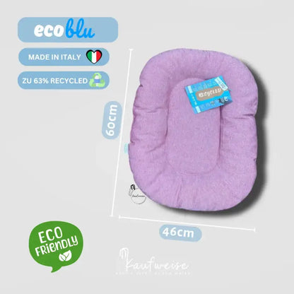 Lila Baby Nest mit Maßen im Produkt Tierkissen Rosa -Grau für Hund und Katze