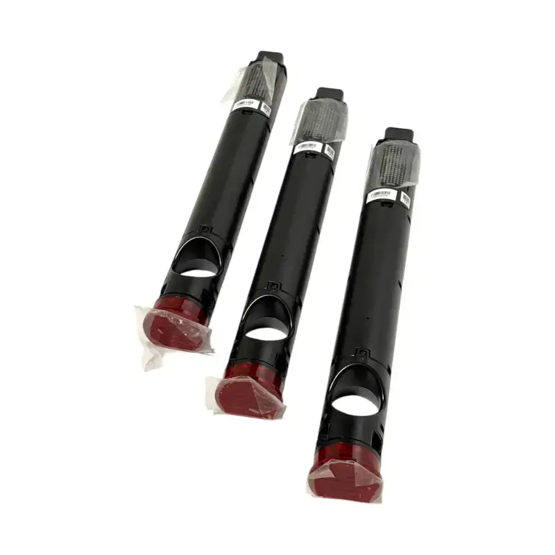 Drei schwarze Vanmoof X3 Smart Cartridge T4 Tonerkartuschen im Bild