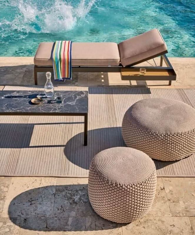 Weishäupl Pouf Hocker für Indoor und Outdoor in Taupe 55cm als stilvolle Lounge-Möbel